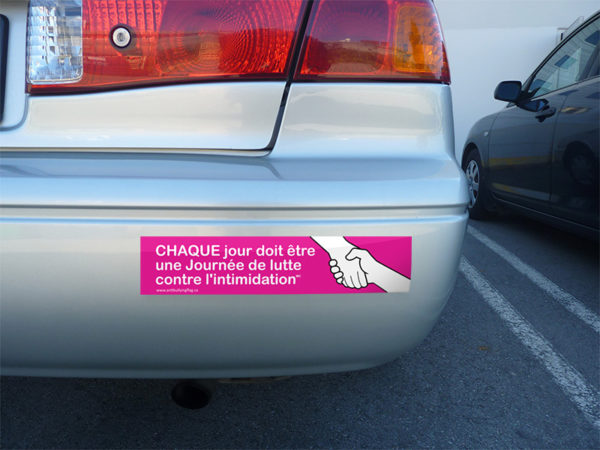 Demo: Bumper sticker on a car. (Car is not included).