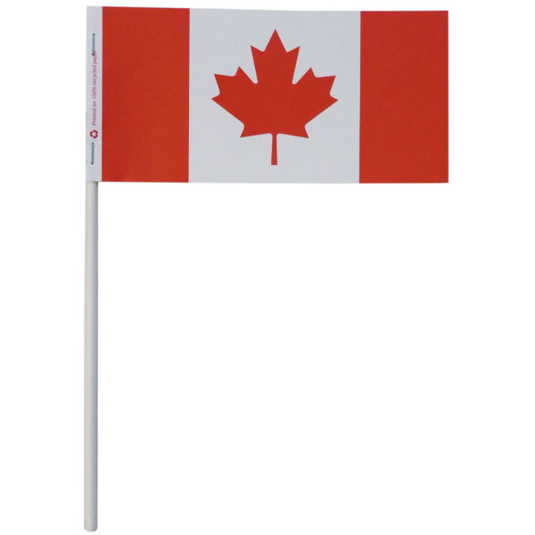 Canada 3"x6" paper stick flag on 9" white paper stick