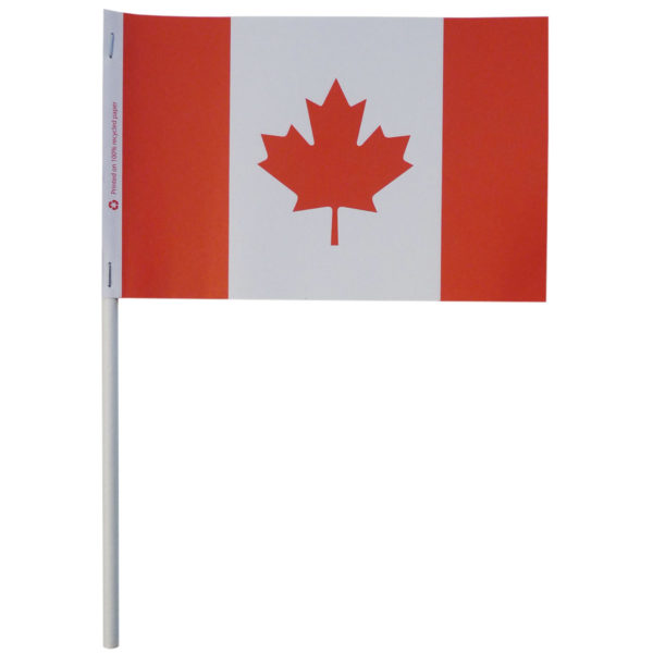 Canada 4"x6" paper stick flag on 9" white paper stick