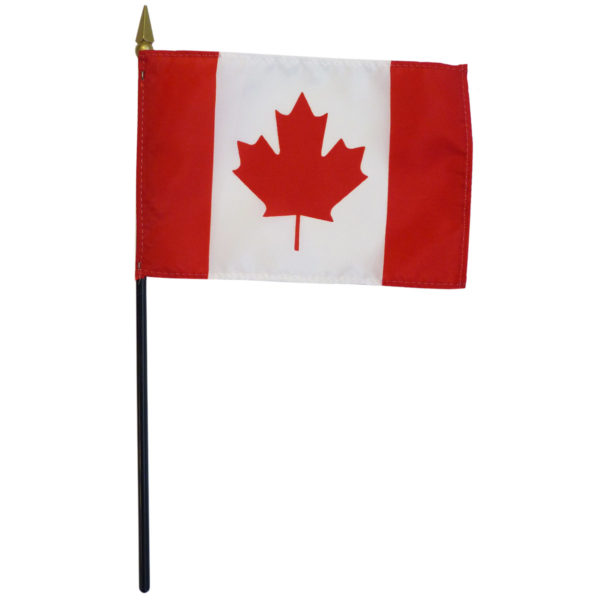 Canada 4"x6" polyester on 10.5" stick flag