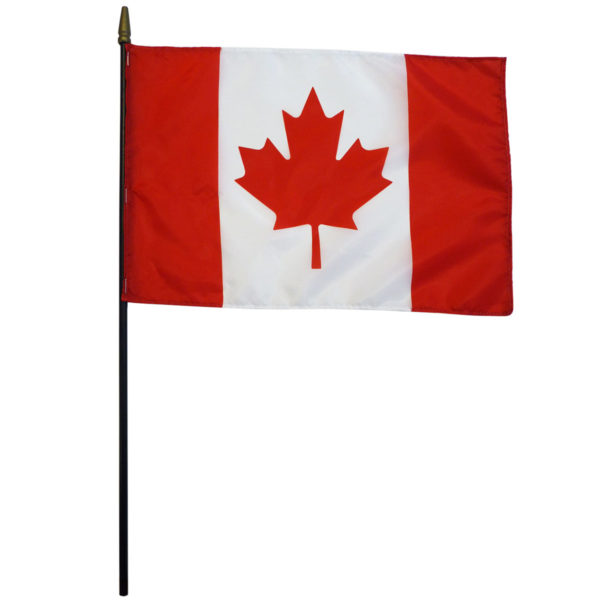 Canada 8"x12" polyester on 18" stick flag