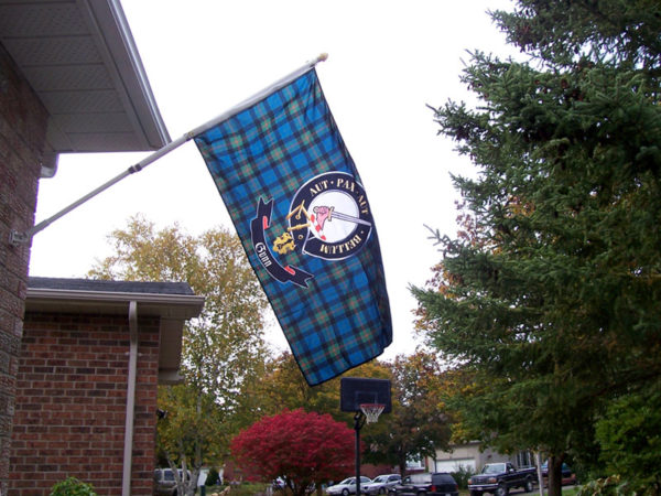 Flag in action. Flagpole and angle bracket are sold separately.